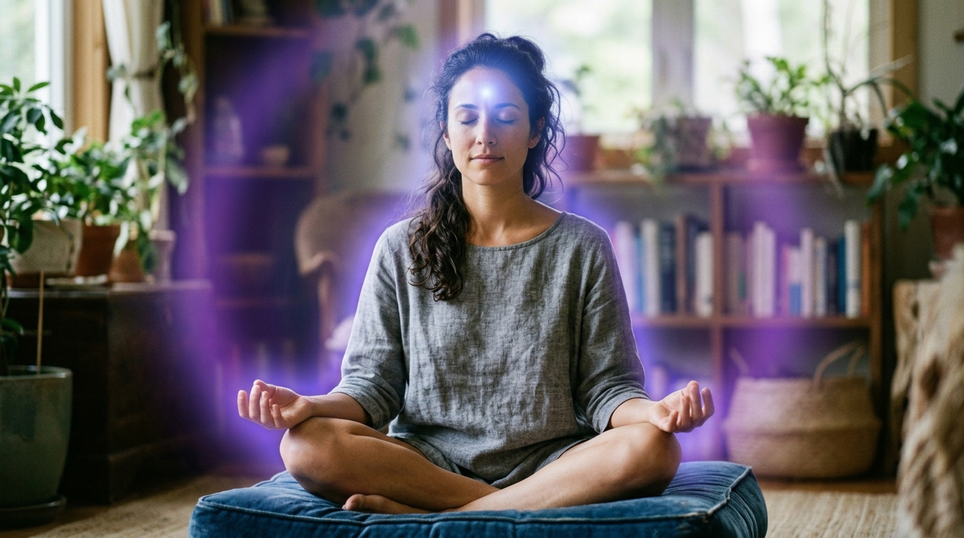 Engelszahl 11 Intuition und übersinnliche Wahrnehmung mit Stirnchakra-Energie in Indigofarbe