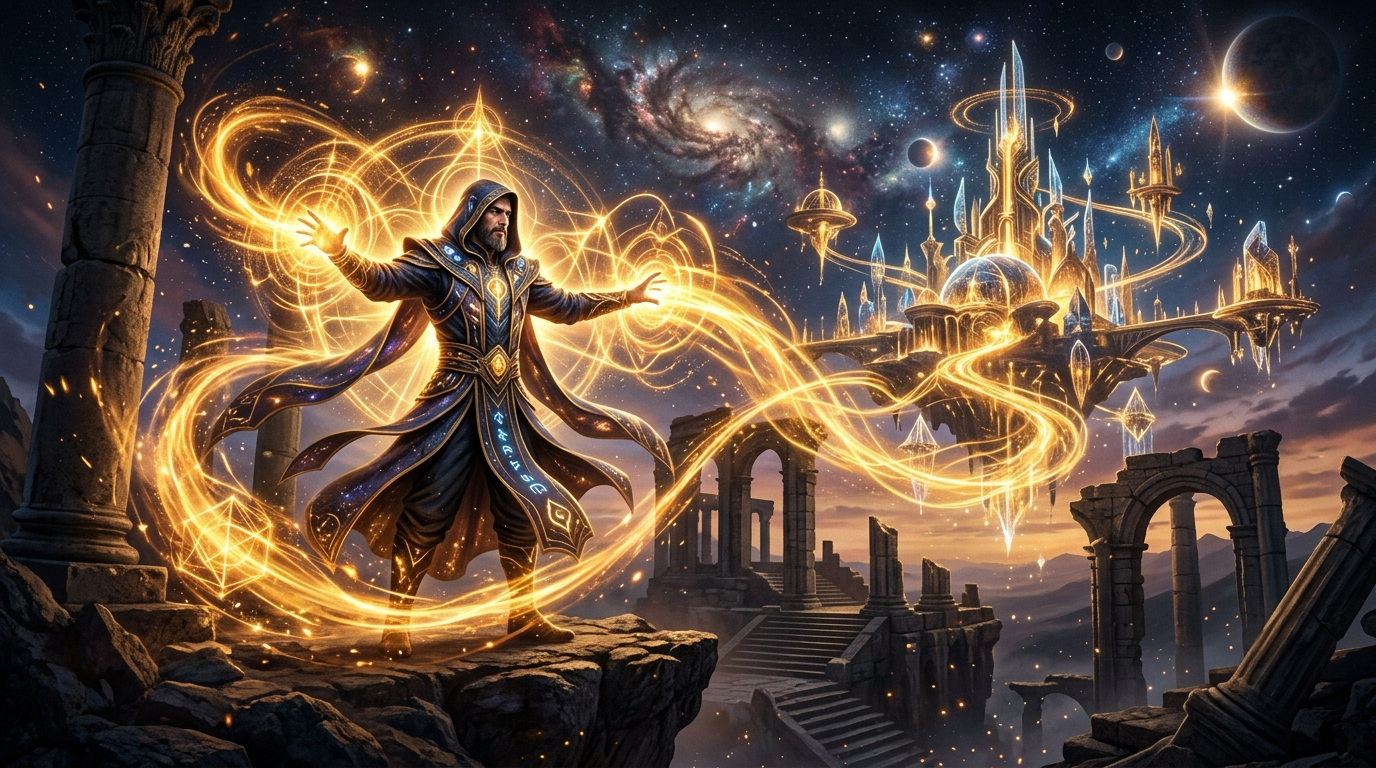 Engelszahl 2255 Energie -- goldenes Licht fließt durch eine Tür in eine helle Zukunft