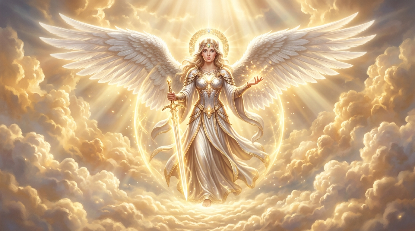 Schutzengel mit ausgebreiteten Flügeln als Symbol für göttliche Begleitung und Engelsbotschaften